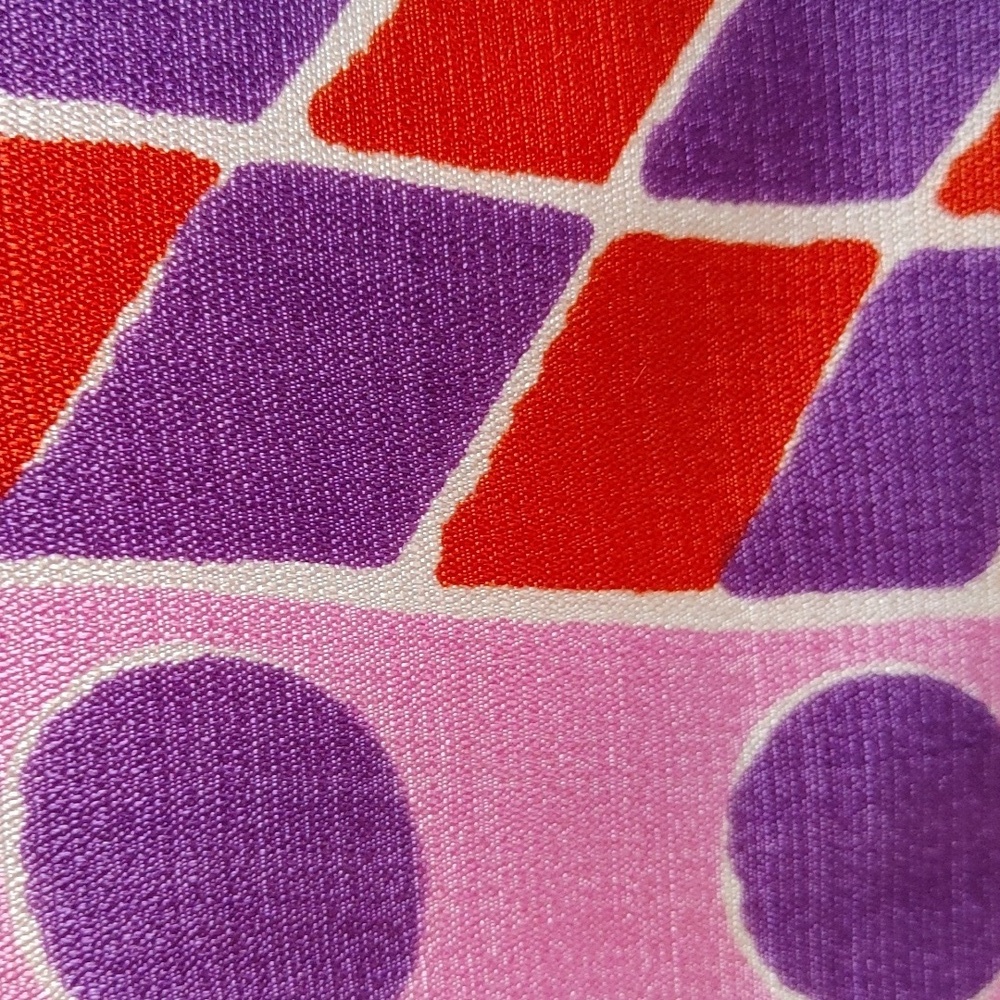 Vintage Sash Scarf Wrap in Circle Diamond Square Print Pink Purple Orange White - Picture 7 of 16